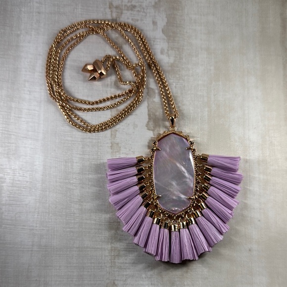 Kendra Scott Betsy Lilac Mother of Pearl and Rose Gold Purple Tassel Necklace